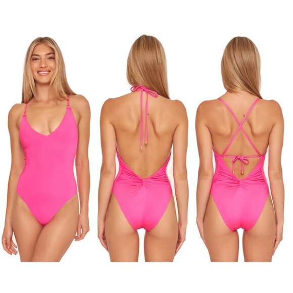 💕TRINA TURK💕 Monaco Convertible One Piece Swimsuit ~ Pitaya Pink 12 NWT - Picture 1 of 13
